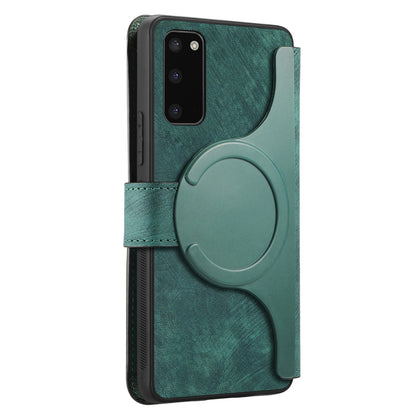 Samsung Galaxy S20 Retro Leather Phone Case with Enhanced MagSafe Wireless Charging, RFID Anti-theft Protection, Kickstand & Magnetic Lock Wallet Cover