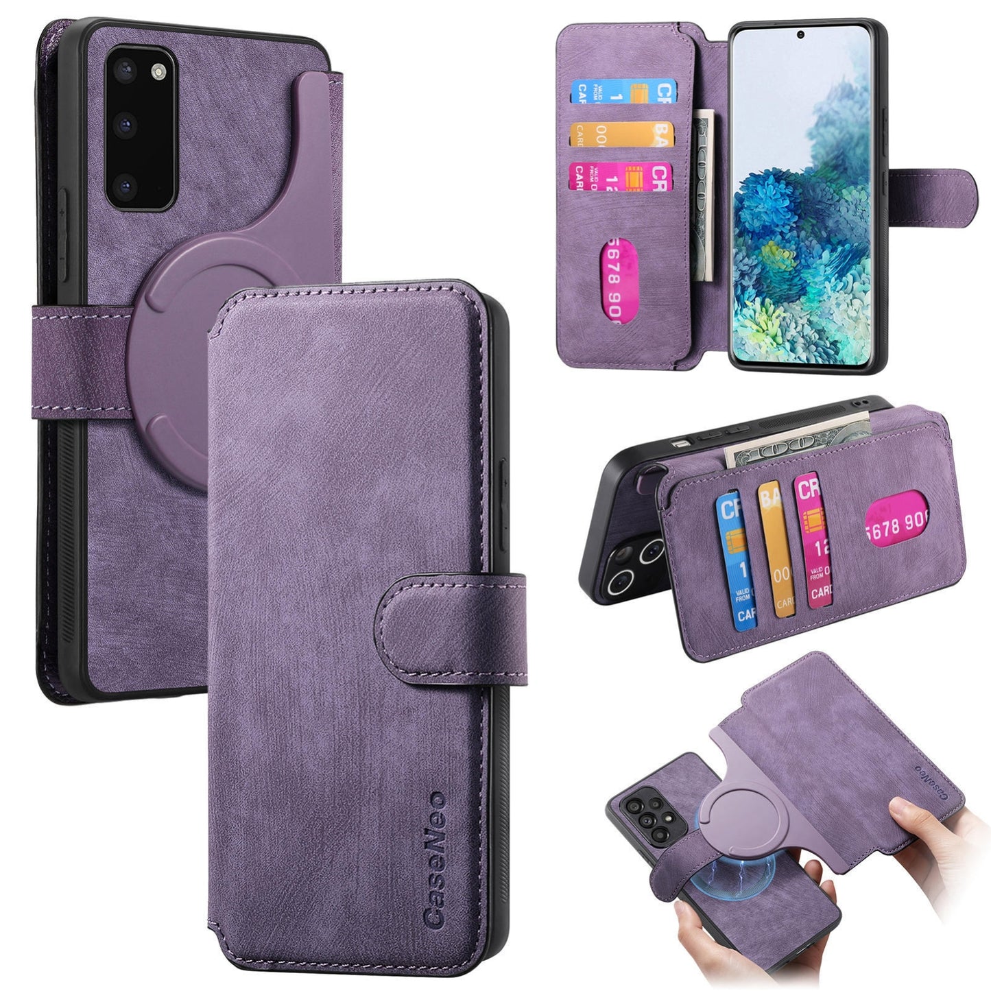 Samsung Galaxy S20 Retro Leather Phone Case with Enhanced MagSafe Wireless Charging, RFID Anti-theft Protection, Kickstand & Magnetic Lock Wallet Cover