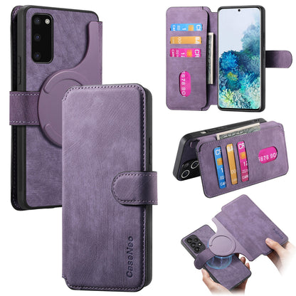 Samsung Galaxy S20 Retro Leather Phone Case with Enhanced MagSafe Wireless Charging, RFID Anti-theft Protection, Kickstand & Magnetic Lock Wallet Cover