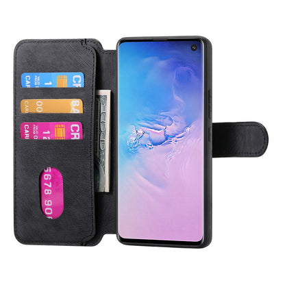 Samsung Galaxy S10 Retro Leather Phone Case with Enhanced MagSafe Wireless Charging, RFID Anti-theft Protection, Kickstand & Magnetic Lock Wallet Cover