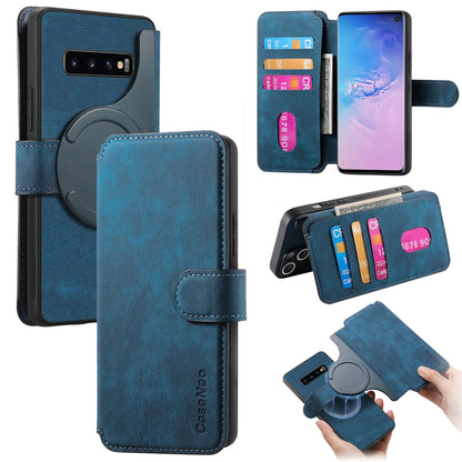 Samsung Galaxy S10 Retro Leather Phone Case with Enhanced MagSafe Wireless Charging, RFID Anti-theft Protection, Kickstand & Magnetic Lock Wallet Cover