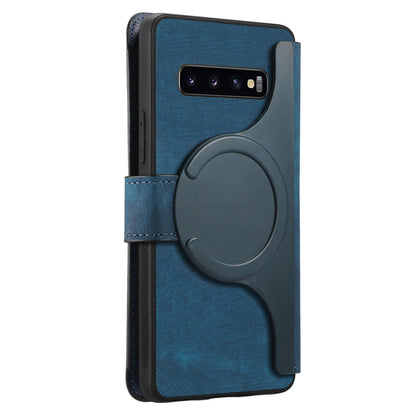 Samsung Galaxy S10 Retro Leather Phone Case with Enhanced MagSafe Wireless Charging, RFID Anti-theft Protection, Kickstand & Magnetic Lock Wallet Cover