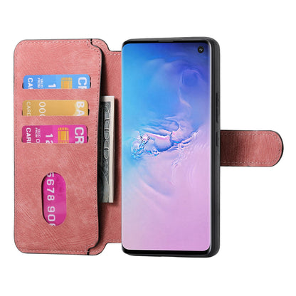 Samsung Galaxy S10 Retro Leather Phone Case with Enhanced MagSafe Wireless Charging, RFID Anti-theft Protection, Kickstand & Magnetic Lock Wallet Cover