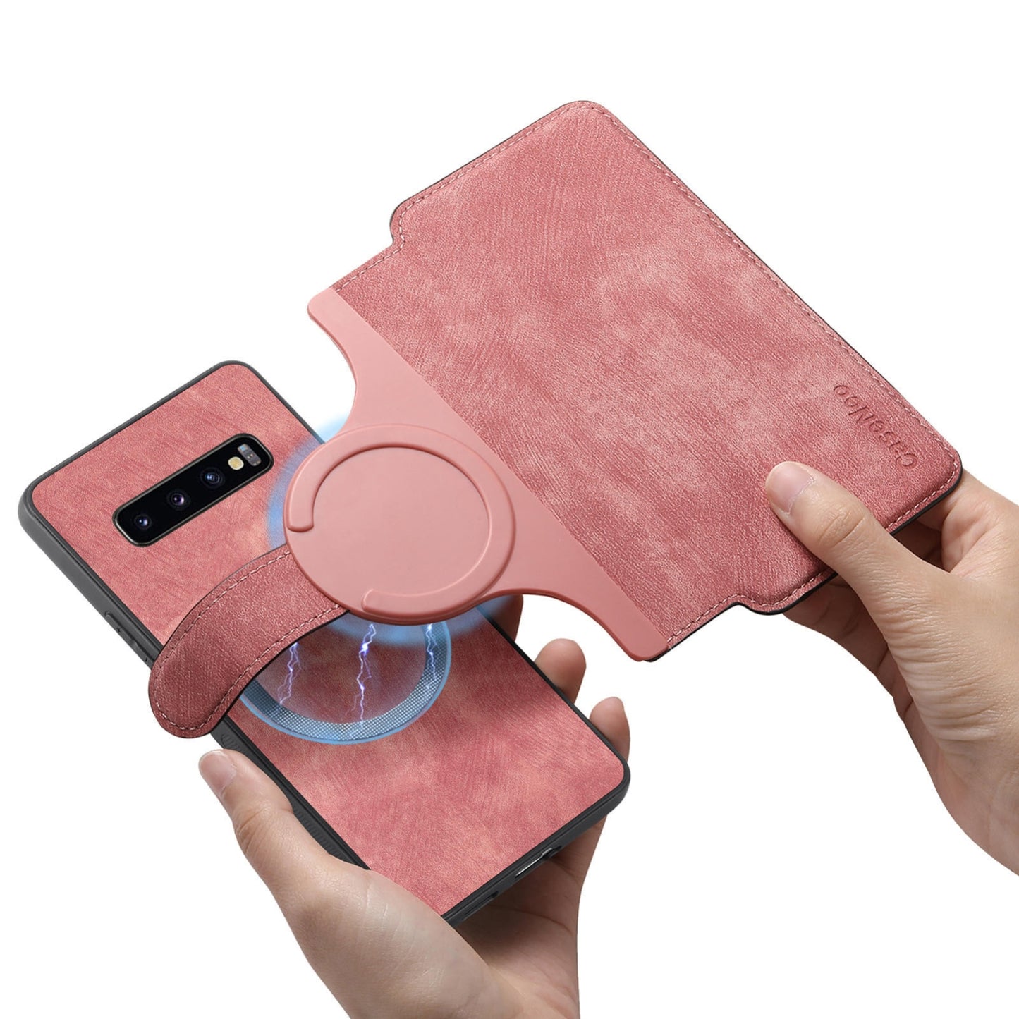 Samsung Galaxy S10 Retro Leather Phone Case with Enhanced MagSafe Wireless Charging, RFID Anti-theft Protection, Kickstand & Magnetic Lock Wallet Cover