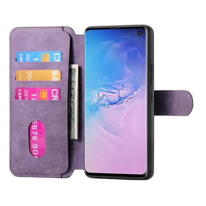 Samsung Galaxy S10 Retro Leather Phone Case with Enhanced MagSafe Wireless Charging, RFID Anti-theft Protection, Kickstand & Magnetic Lock Wallet Cover