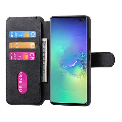 Samsung Galaxy S10+ Retro Leather Phone Case with Enhanced MagSafe Wireless Charging, RFID Anti-theft Protection, Kickstand & Magnetic Lock Wallet Cover