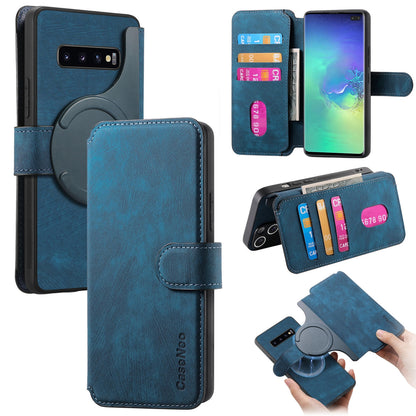 Samsung Galaxy S10+ Retro Leather Phone Case with Enhanced MagSafe Wireless Charging, RFID Anti-theft Protection, Kickstand & Magnetic Lock Wallet Cover