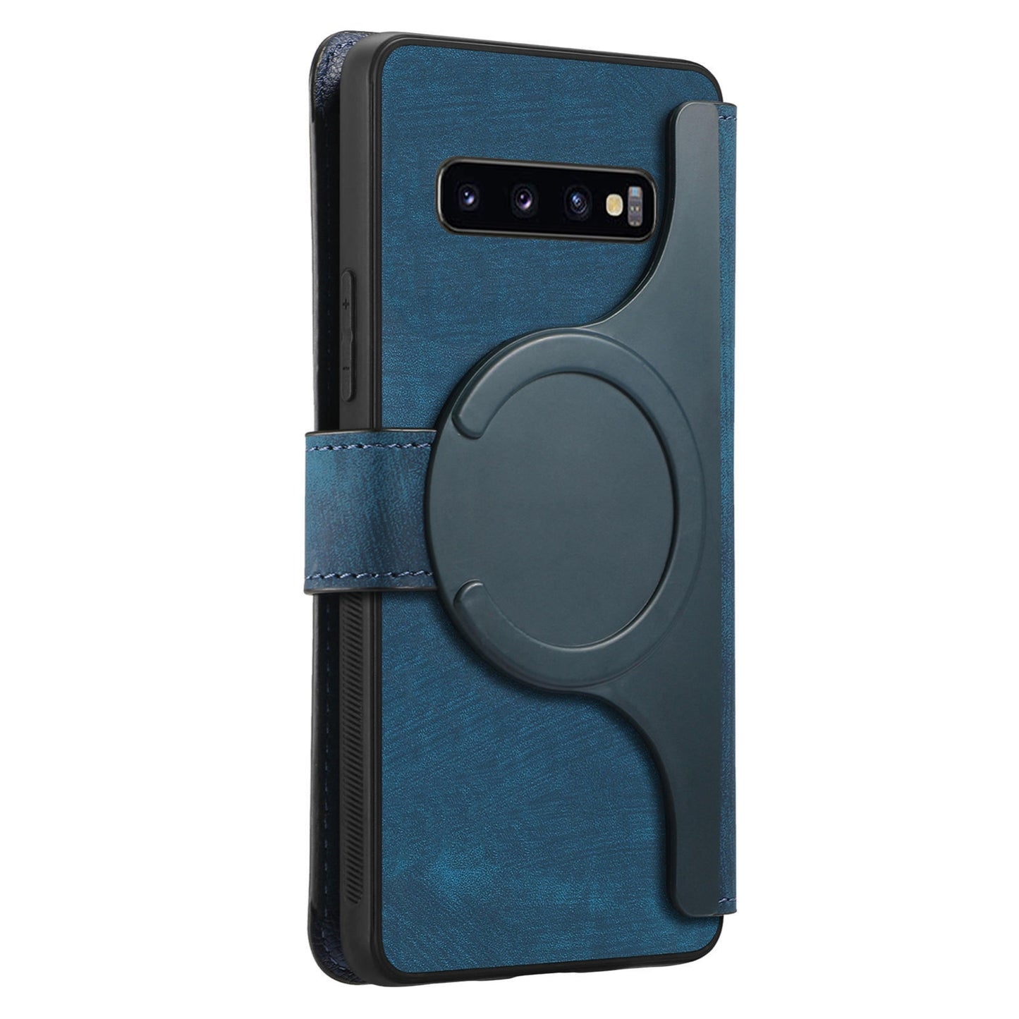 Samsung Galaxy S10+ Retro Leather Phone Case with Enhanced MagSafe Wireless Charging, RFID Anti-theft Protection, Kickstand & Magnetic Lock Wallet Cover