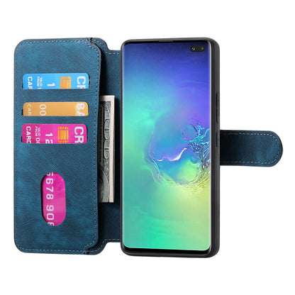 Samsung Galaxy S10+ Retro Leather Phone Case with Enhanced MagSafe Wireless Charging, RFID Anti-theft Protection, Kickstand & Magnetic Lock Wallet Cover