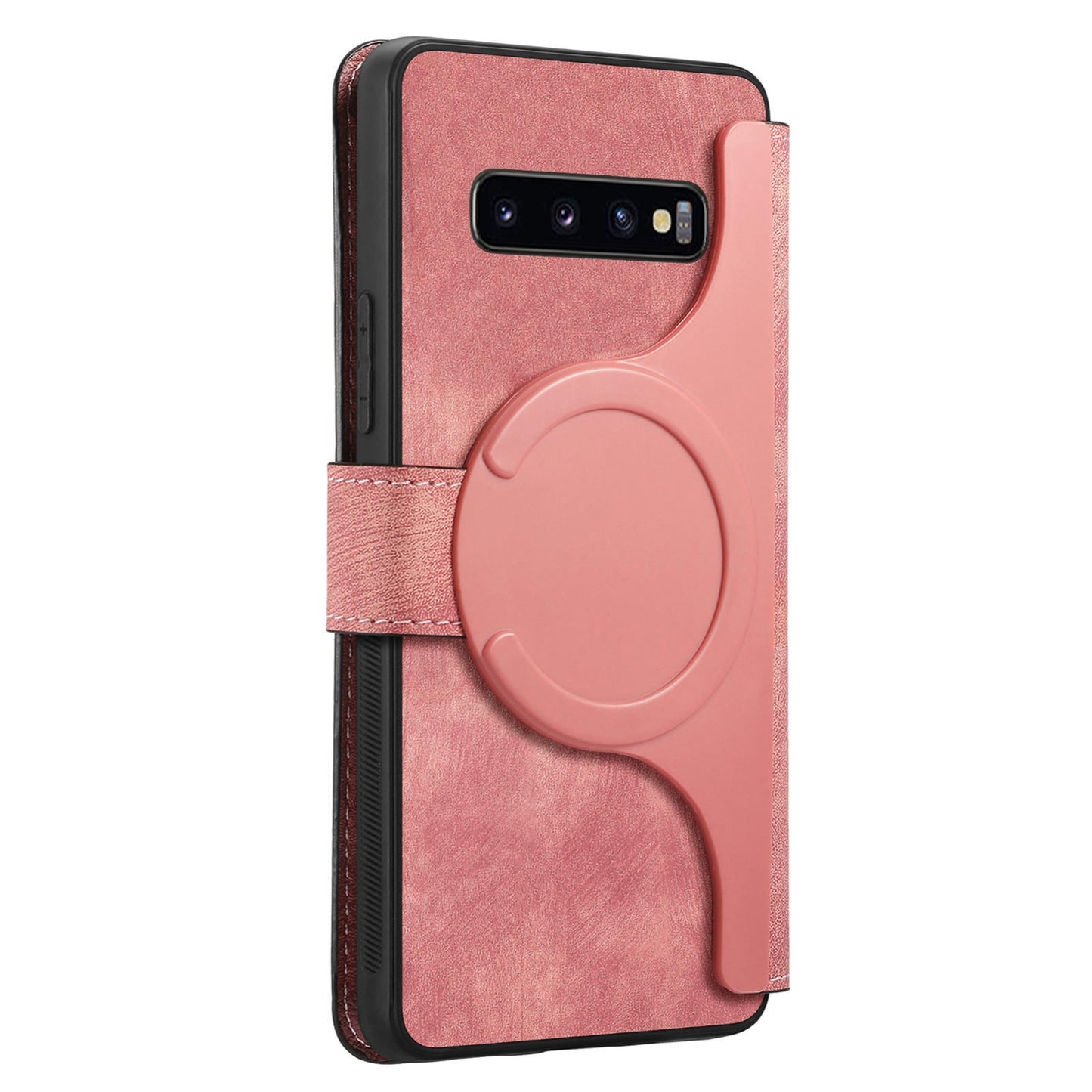 Samsung Galaxy S10+ Retro Leather Phone Case with Enhanced MagSafe Wireless Charging, RFID Anti-theft Protection, Kickstand & Magnetic Lock Wallet Cover