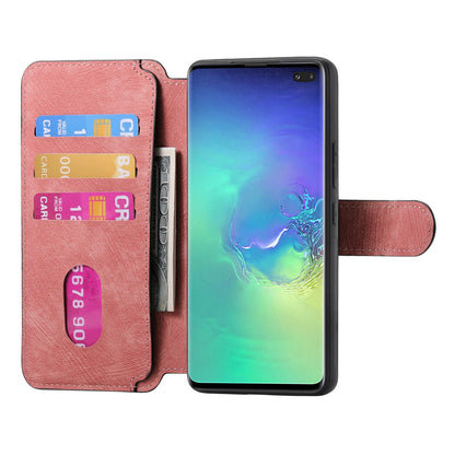 Samsung Galaxy S10+ Retro Leather Phone Case with Enhanced MagSafe Wireless Charging, RFID Anti-theft Protection, Kickstand & Magnetic Lock Wallet Cover