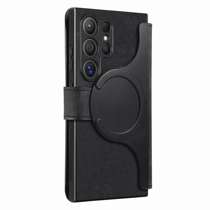 Samsung Galaxy S25 Ultra 5G Retro Leather Phone Case with Enhanced MagSafe Wireless Charging, RFID Anti-theft Protection, Kickstand & Magnetic Lock Wallet Cover