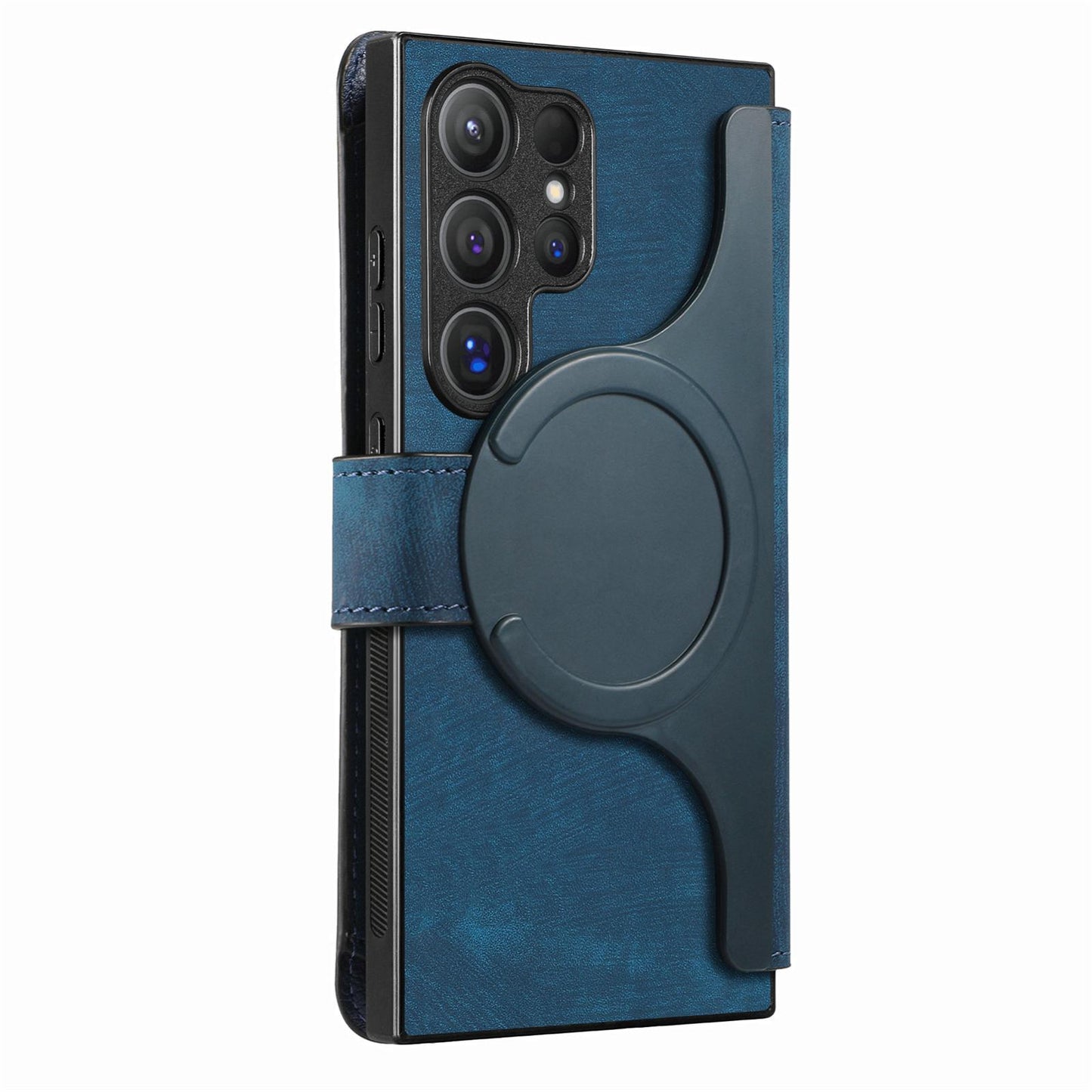 Samsung Galaxy S25 Ultra 5G Retro Leather Phone Case with Enhanced MagSafe Wireless Charging, RFID Anti-theft Protection, Kickstand & Magnetic Lock Wallet Cover