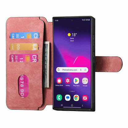 Samsung Galaxy S25 Ultra 5G Retro Leather Phone Case with Enhanced MagSafe Wireless Charging, RFID Anti-theft Protection, Kickstand & Magnetic Lock Wallet Cover