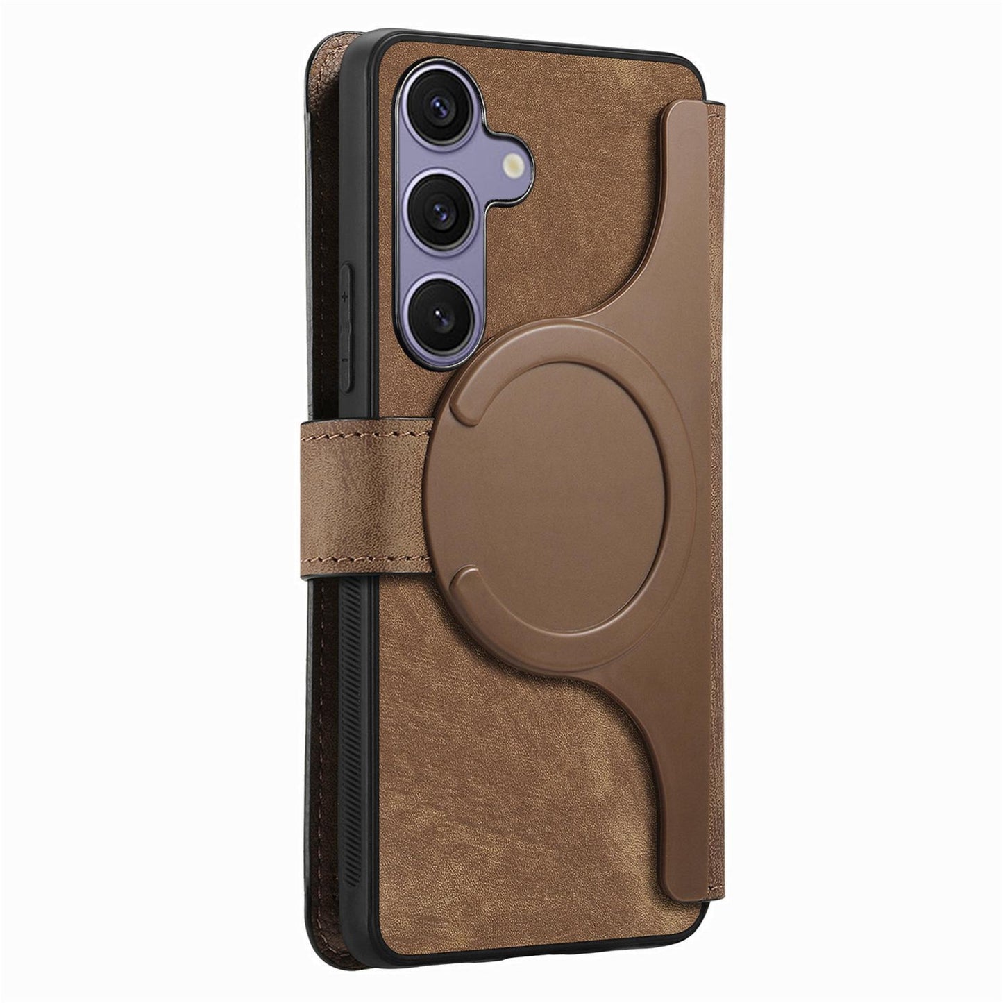 Samsung Galaxy S25+ 5G Retro Leather Phone Case with Enhanced MagSafe Wireless Charging, RFID Anti-theft Protection, Kickstand & Magnetic Lock Wallet Cover