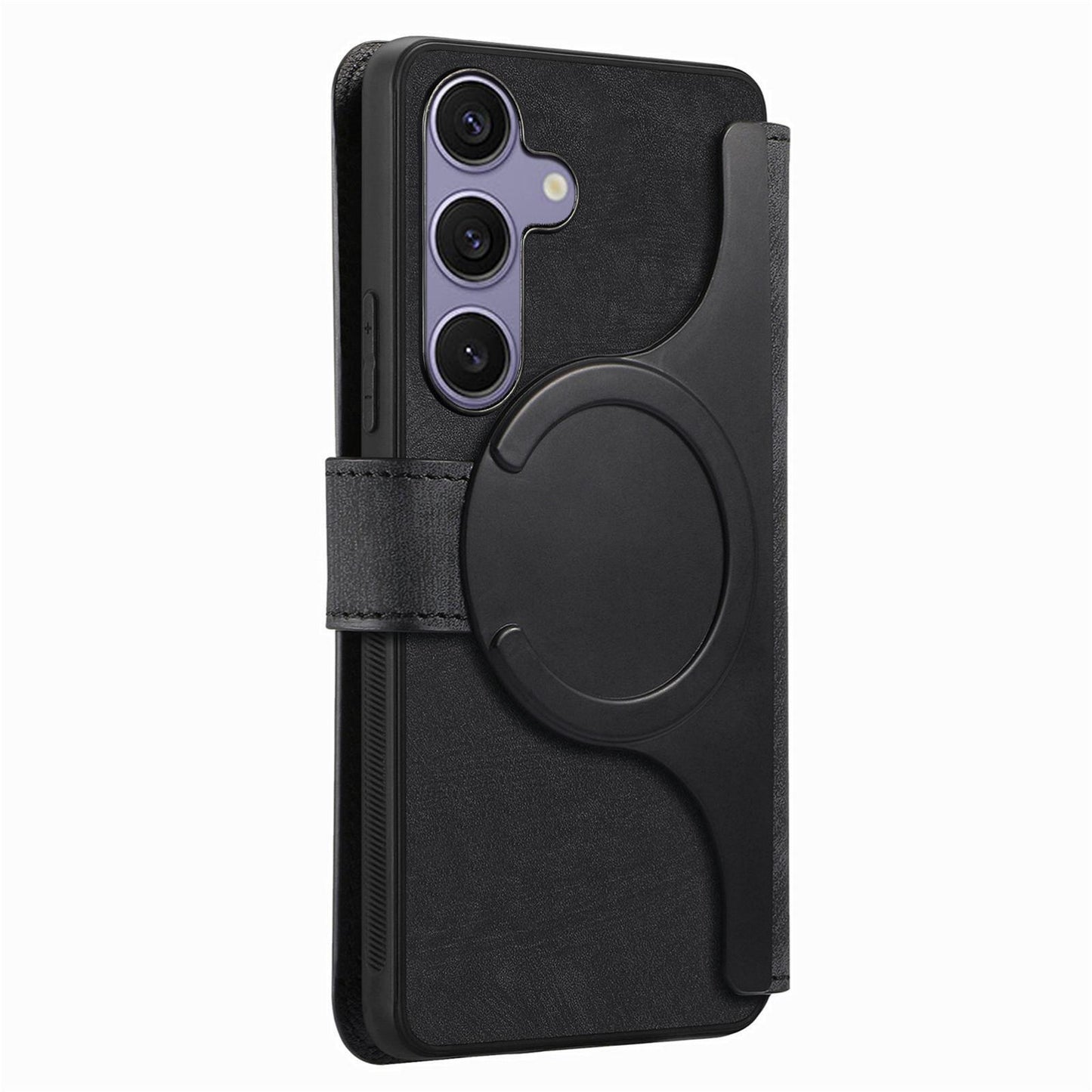 Samsung Galaxy S25 5G Retro Leather Phone Case with Enhanced MagSafe Wireless Charging, RFID Anti-theft Protection, Kickstand & Magnetic Lock Wallet Cover