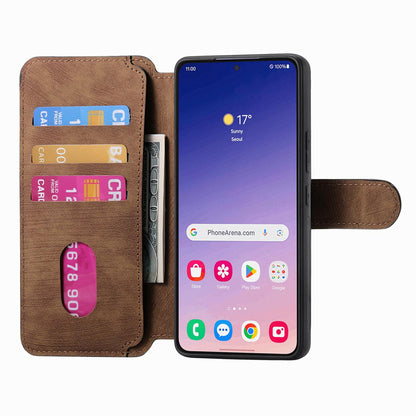 Samsung Galaxy S25 5G Retro Leather Phone Case with Enhanced MagSafe Wireless Charging, RFID Anti-theft Protection, Kickstand & Magnetic Lock Wallet Cover