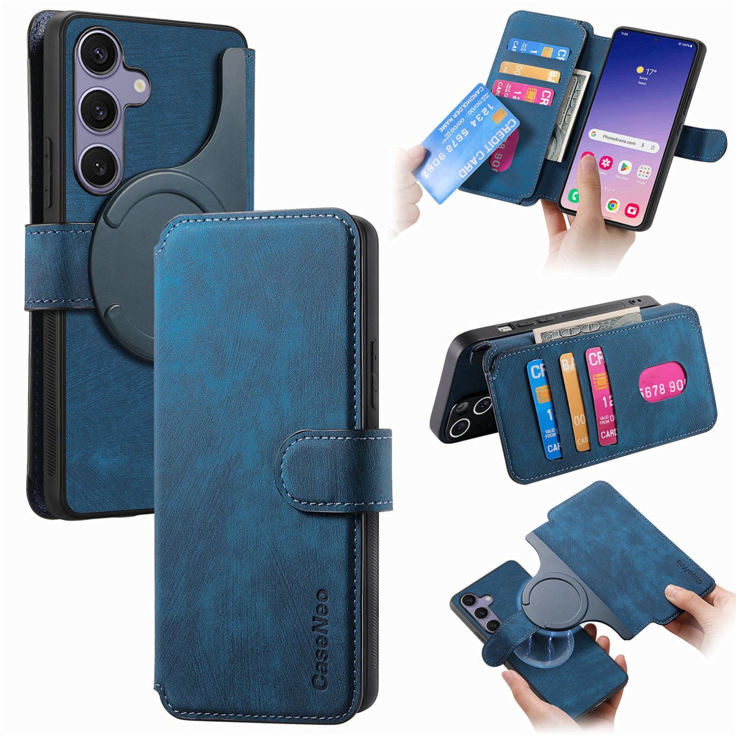 Samsung Galaxy S25 5G Retro Leather Phone Case with Enhanced MagSafe Wireless Charging, RFID Anti-theft Protection, Kickstand & Magnetic Lock Wallet Cover