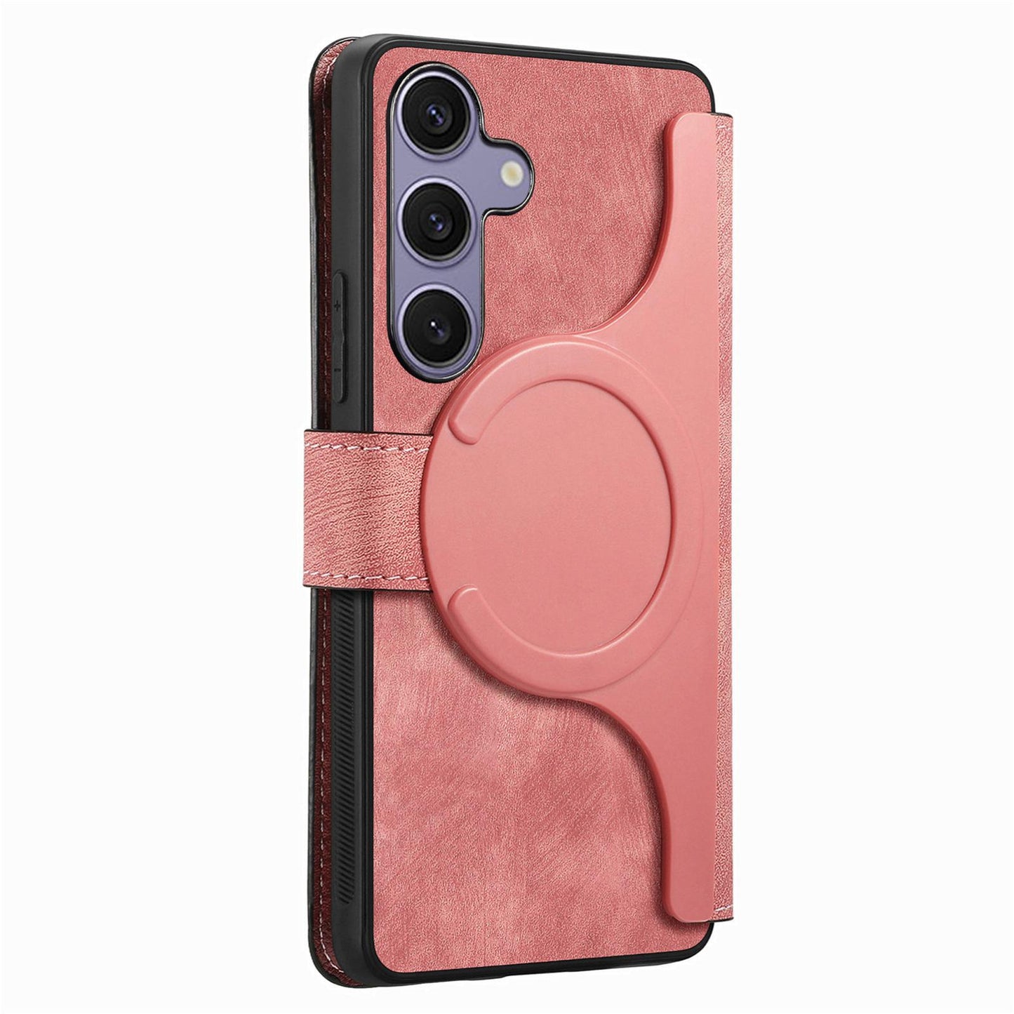 Samsung Galaxy S25 5G Retro Leather Phone Case with Enhanced MagSafe Wireless Charging, RFID Anti-theft Protection, Kickstand & Magnetic Lock Wallet Cover