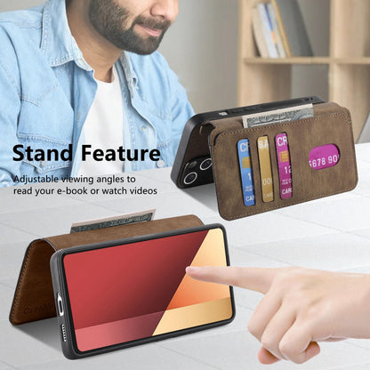 Redmi Note 13 Pro 4G Retro Leather Phone Case with Enhanced MagSafe Wireless Charging, RFID Anti-theft Protection, Kickstand & Magnetic Lock Wallet Cover