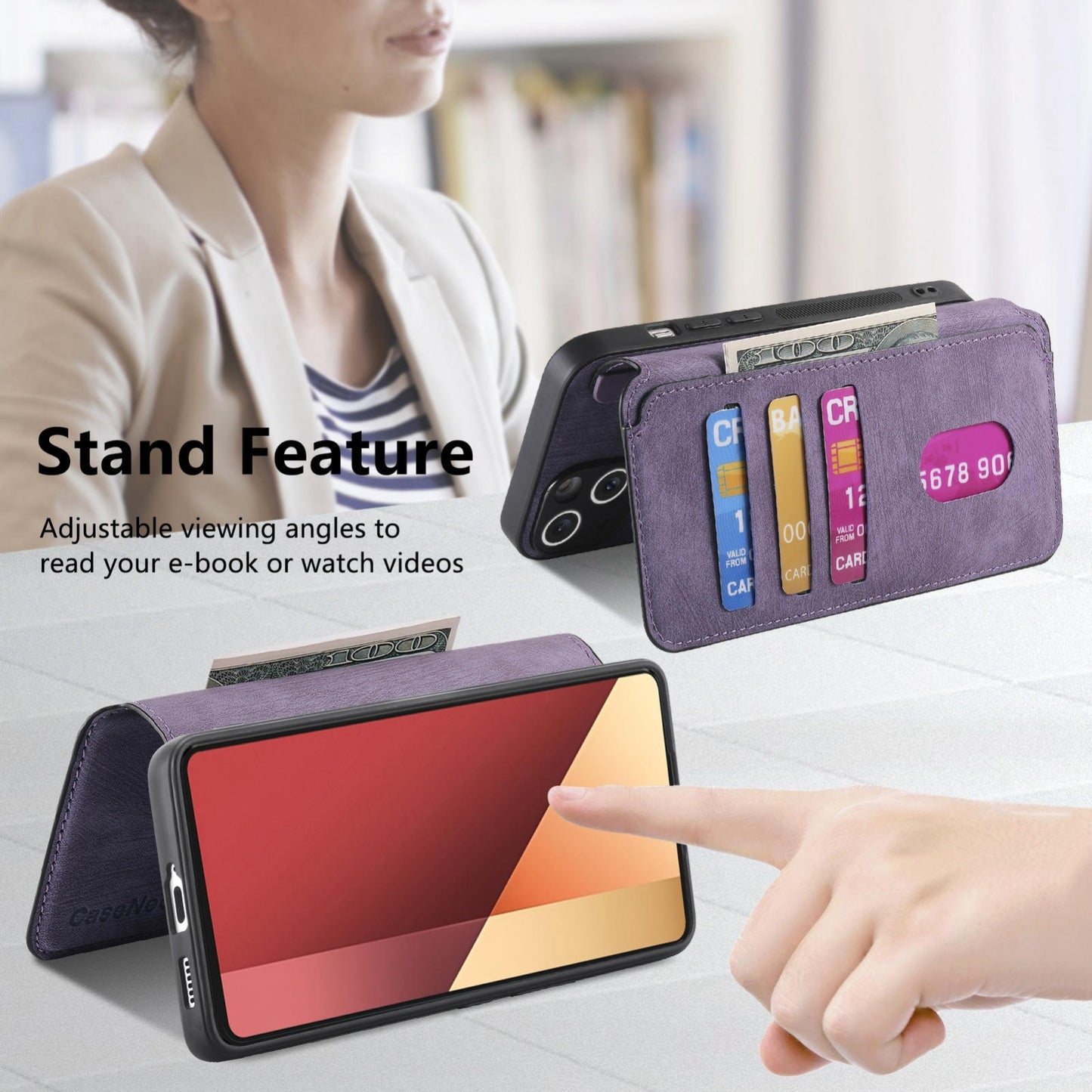 Redmi Note 13 Pro 4G Retro Leather Phone Case with Enhanced MagSafe Wireless Charging, RFID Anti-theft Protection, Kickstand & Magnetic Lock Wallet Cover