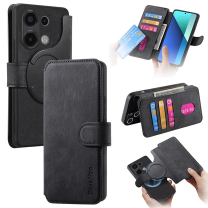 Redmi Note 13 4G Retro Leather Phone Case with Enhanced MagSafe Wireless Charging, RFID Anti-theft Protection, Kickstand & Magnetic Lock Wallet Cover