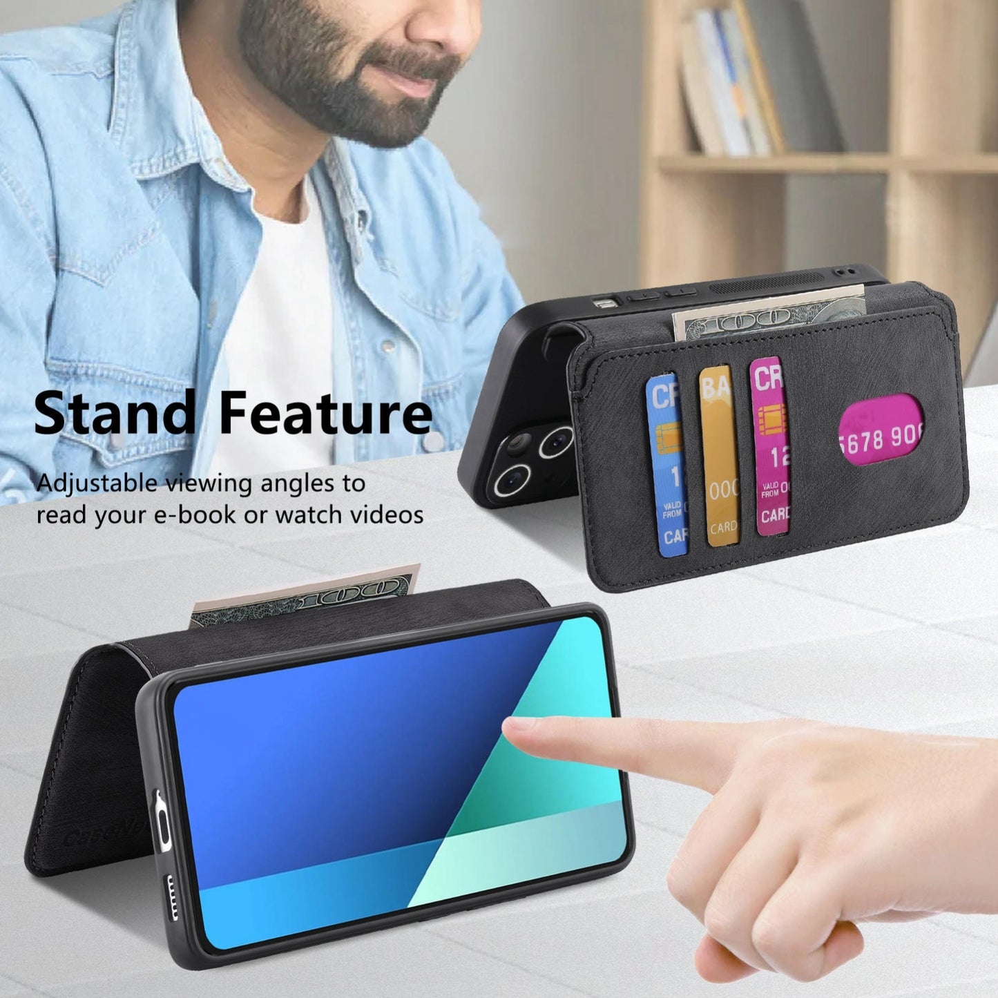 Redmi Note 13 4G Retro Leather Phone Case with Enhanced MagSafe Wireless Charging, RFID Anti-theft Protection, Kickstand & Magnetic Lock Wallet Cover