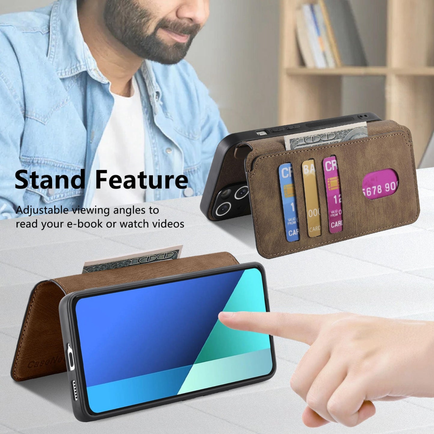 Redmi Note 13 4G Retro Leather Phone Case with Enhanced MagSafe Wireless Charging, RFID Anti-theft Protection, Kickstand & Magnetic Lock Wallet Cover
