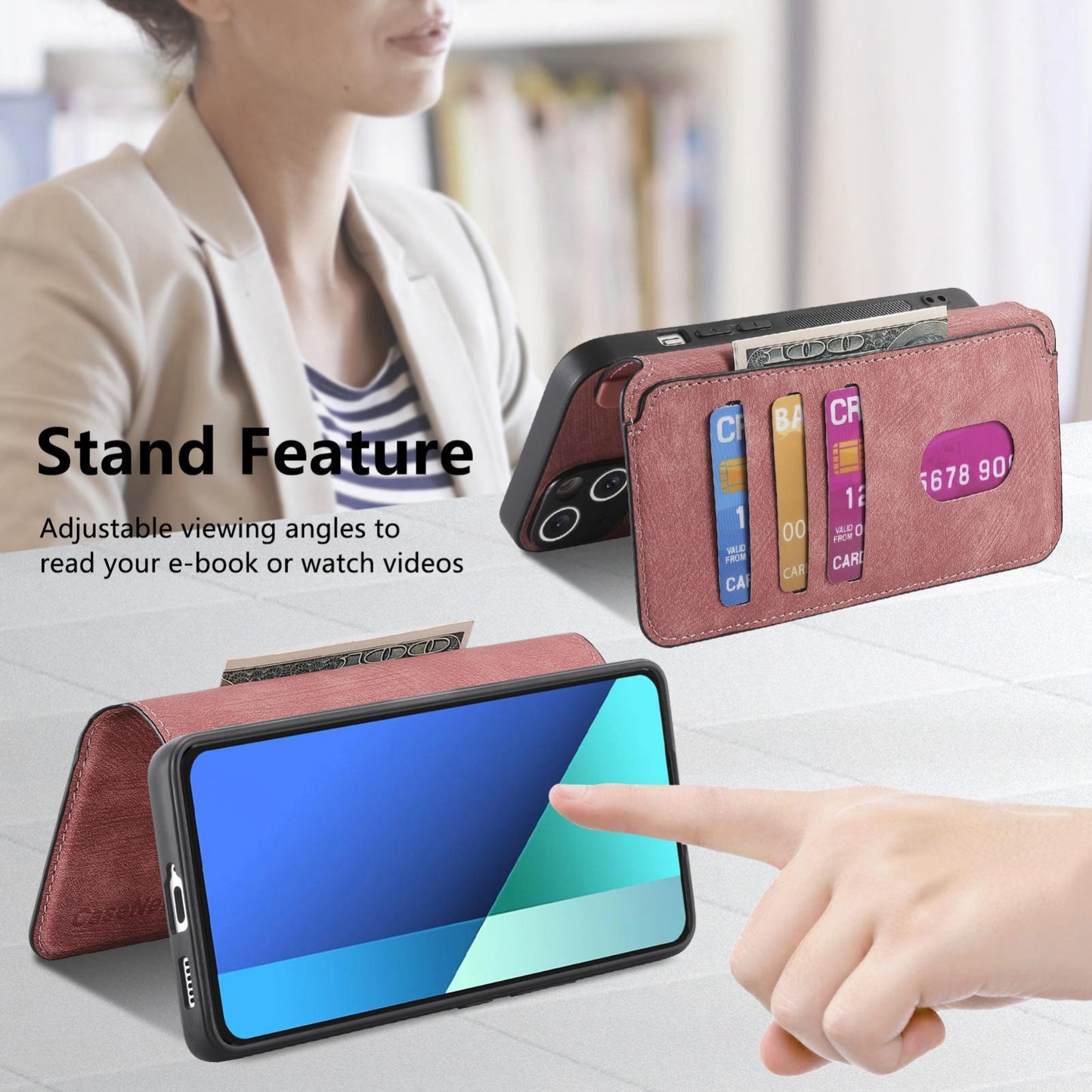 Redmi Note 13 4G Retro Leather Phone Case with Enhanced MagSafe Wireless Charging, RFID Anti-theft Protection, Kickstand & Magnetic Lock Wallet Cover