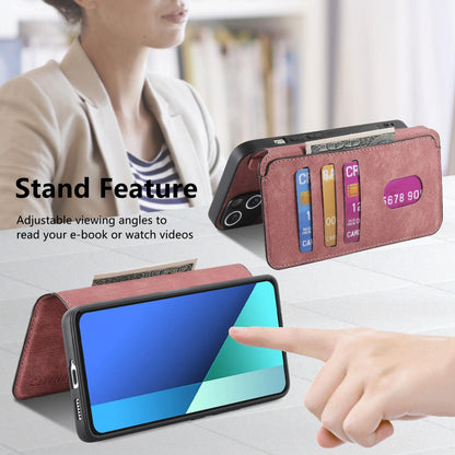 Redmi Note 13 4G Retro Leather Phone Case with Enhanced MagSafe Wireless Charging, RFID Anti-theft Protection, Kickstand & Magnetic Lock Wallet Cover
