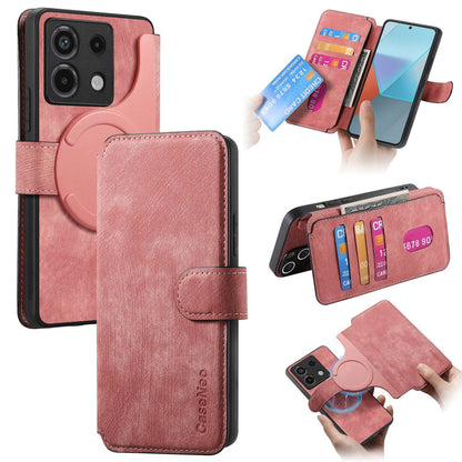 Redmi Note 13 Pro 5G Retro Leather Phone Case with Enhanced MagSafe Wireless Charging, RFID Anti-theft Protection, Kickstand & Magnetic Lock Wallet Cover