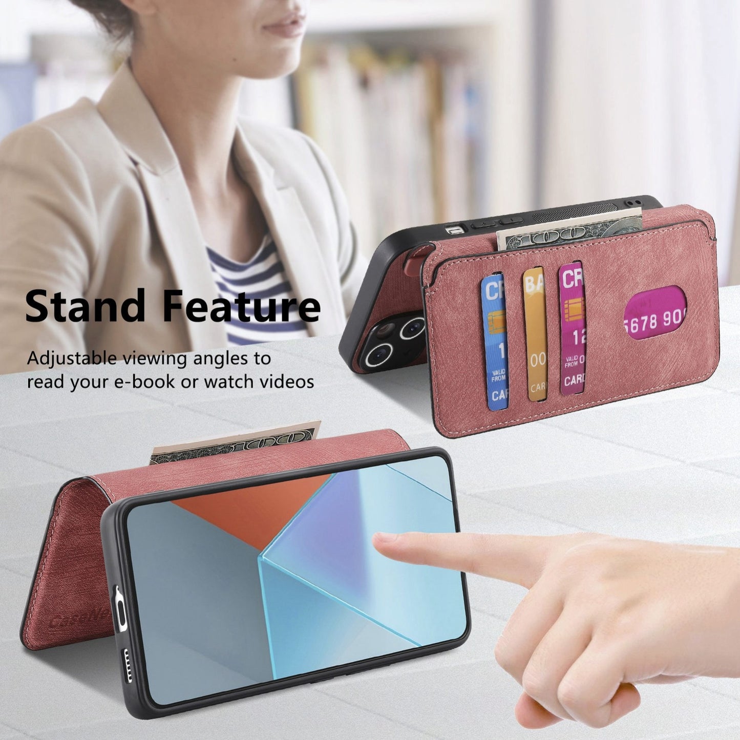 Redmi Note 13 Pro 5G Retro Leather Phone Case with Enhanced MagSafe Wireless Charging, RFID Anti-theft Protection, Kickstand & Magnetic Lock Wallet Cover