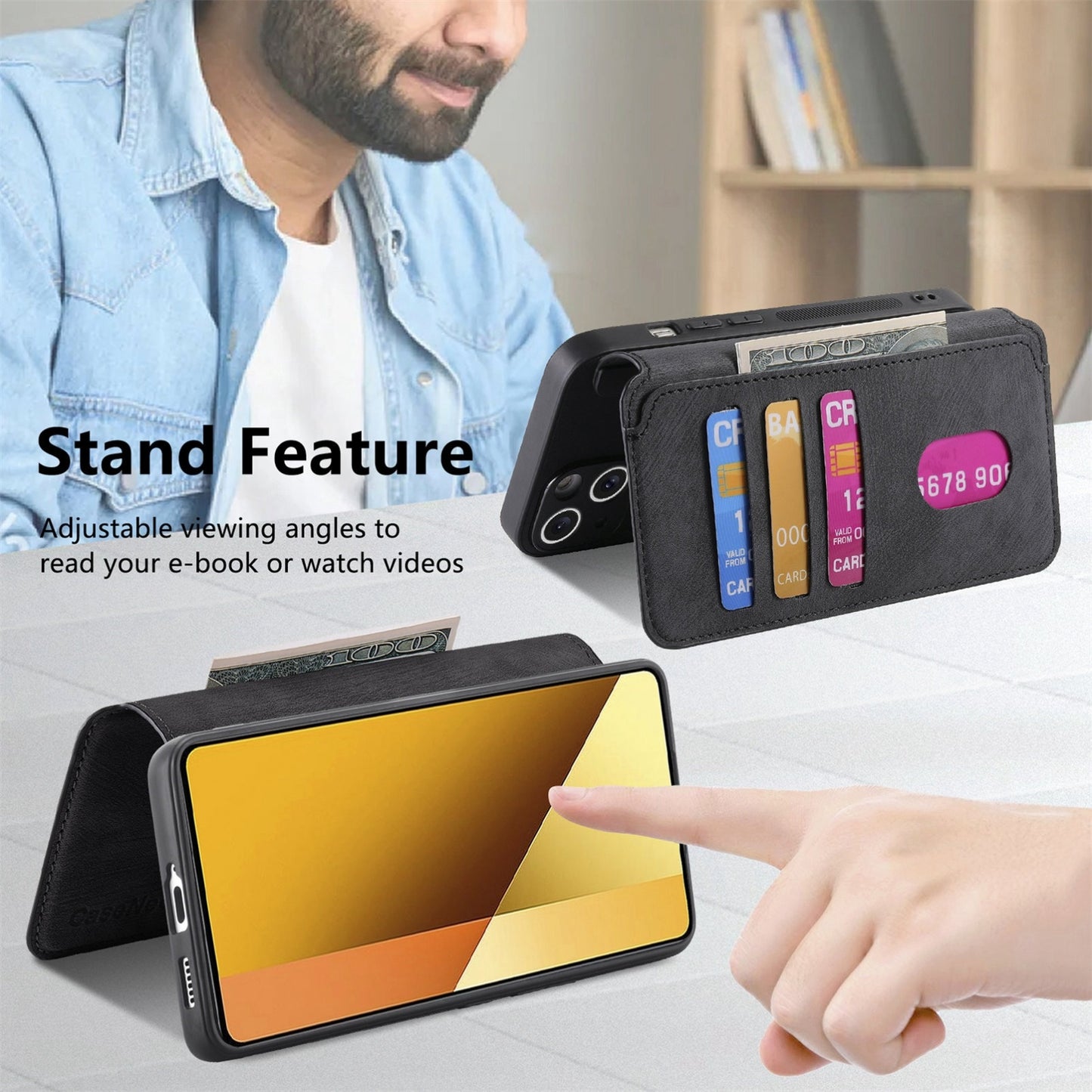 Redmi Note 13 5G Retro Leather Phone Case with Enhanced MagSafe Wireless Charging, RFID Anti-theft Protection, Kickstand & Magnetic Lock Wallet Cover