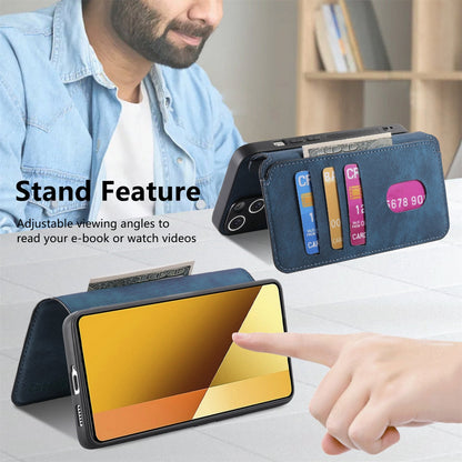 Redmi Note 13 5G Retro Leather Phone Case with Enhanced MagSafe Wireless Charging, RFID Anti-theft Protection, Kickstand & Magnetic Lock Wallet Cover