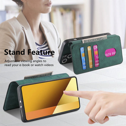 Redmi Note 13 5G Retro Leather Phone Case with Enhanced MagSafe Wireless Charging, RFID Anti-theft Protection, Kickstand & Magnetic Lock Wallet Cover