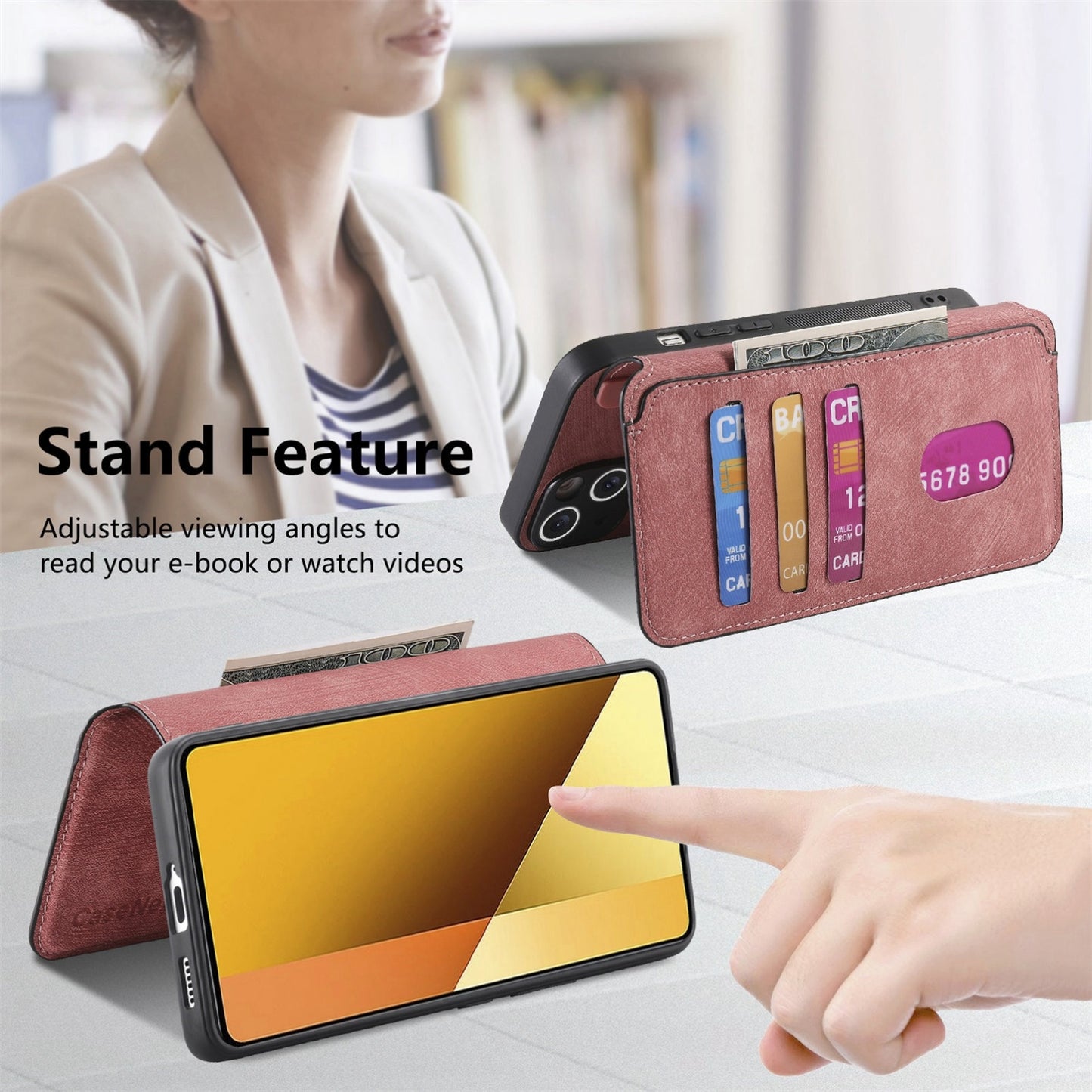 Redmi Note 13 5G Retro Leather Phone Case with Enhanced MagSafe Wireless Charging, RFID Anti-theft Protection, Kickstand & Magnetic Lock Wallet Cover