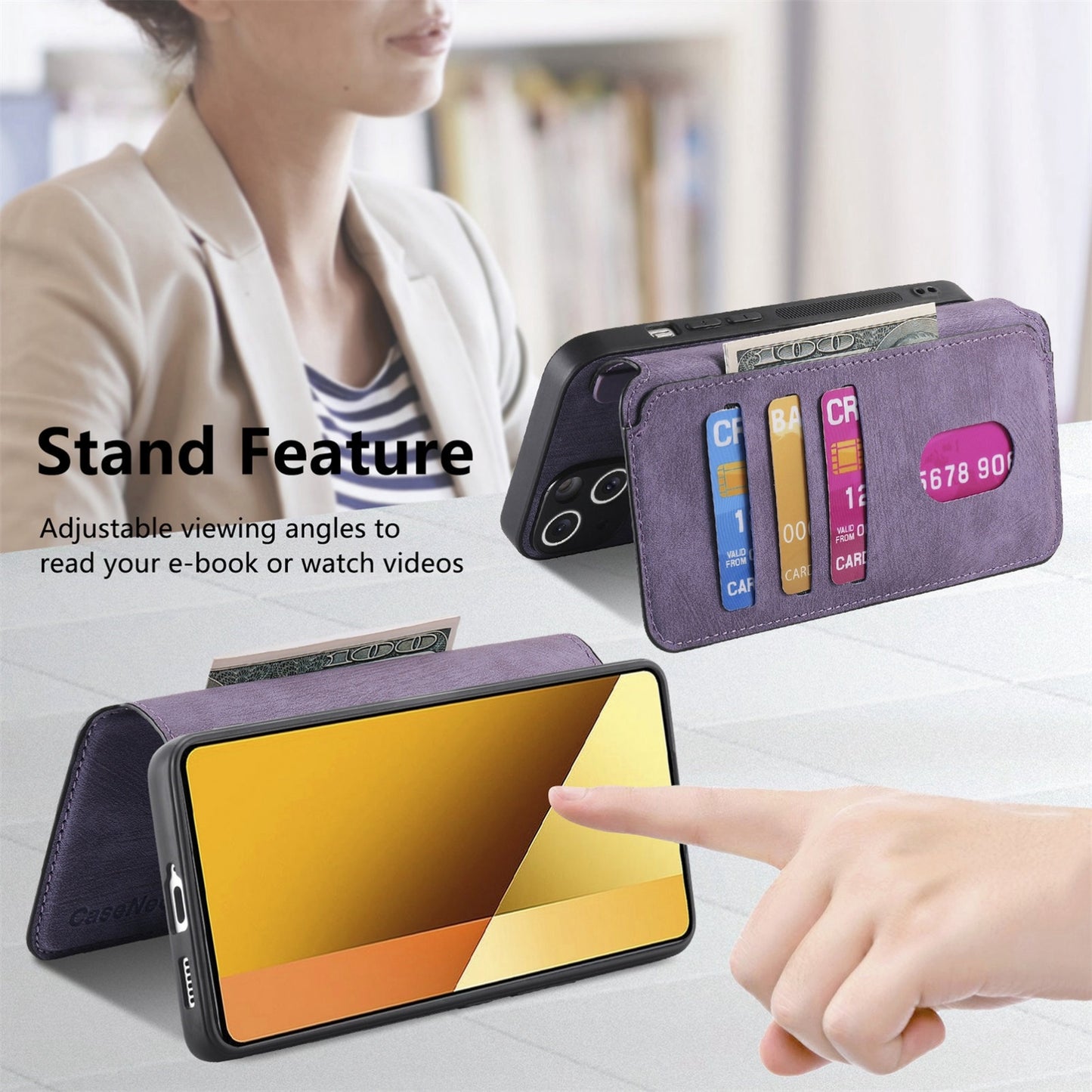 Redmi Note 13 5G Retro Leather Phone Case with Enhanced MagSafe Wireless Charging, RFID Anti-theft Protection, Kickstand & Magnetic Lock Wallet Cover