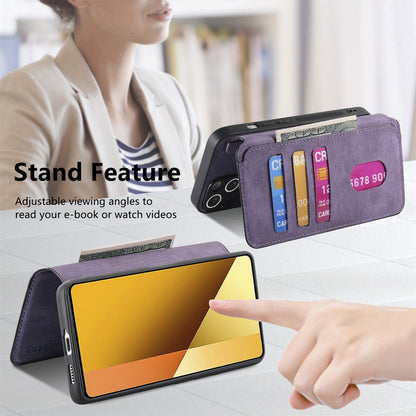 Redmi Note 13 5G Retro Leather Phone Case with Enhanced MagSafe Wireless Charging, RFID Anti-theft Protection, Kickstand & Magnetic Lock Wallet Cover