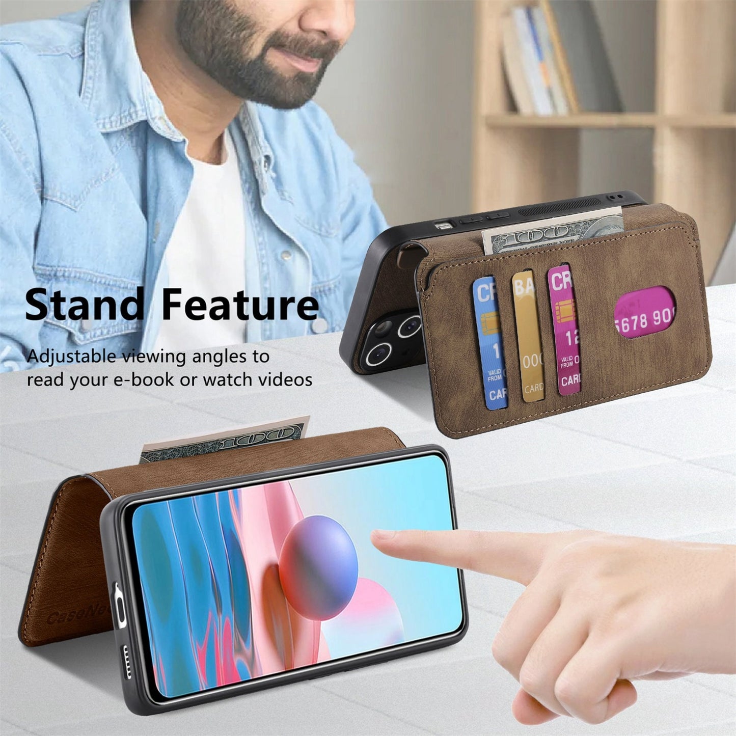 Redmi Note 10S Retro Leather Phone Case with Enhanced MagSafe Wireless Charging, RFID Anti-theft Protection, Kickstand & Magnetic Lock Wallet Cover