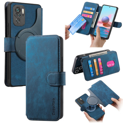 Redmi Note 10 4G Retro Leather Phone Case with Enhanced MagSafe Wireless Charging, RFID Anti-theft Protection, Kickstand & Magnetic Lock Wallet Cover