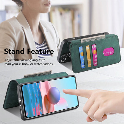 Redmi Note 10 4G Retro Leather Phone Case with Enhanced MagSafe Wireless Charging, RFID Anti-theft Protection, Kickstand & Magnetic Lock Wallet Cover