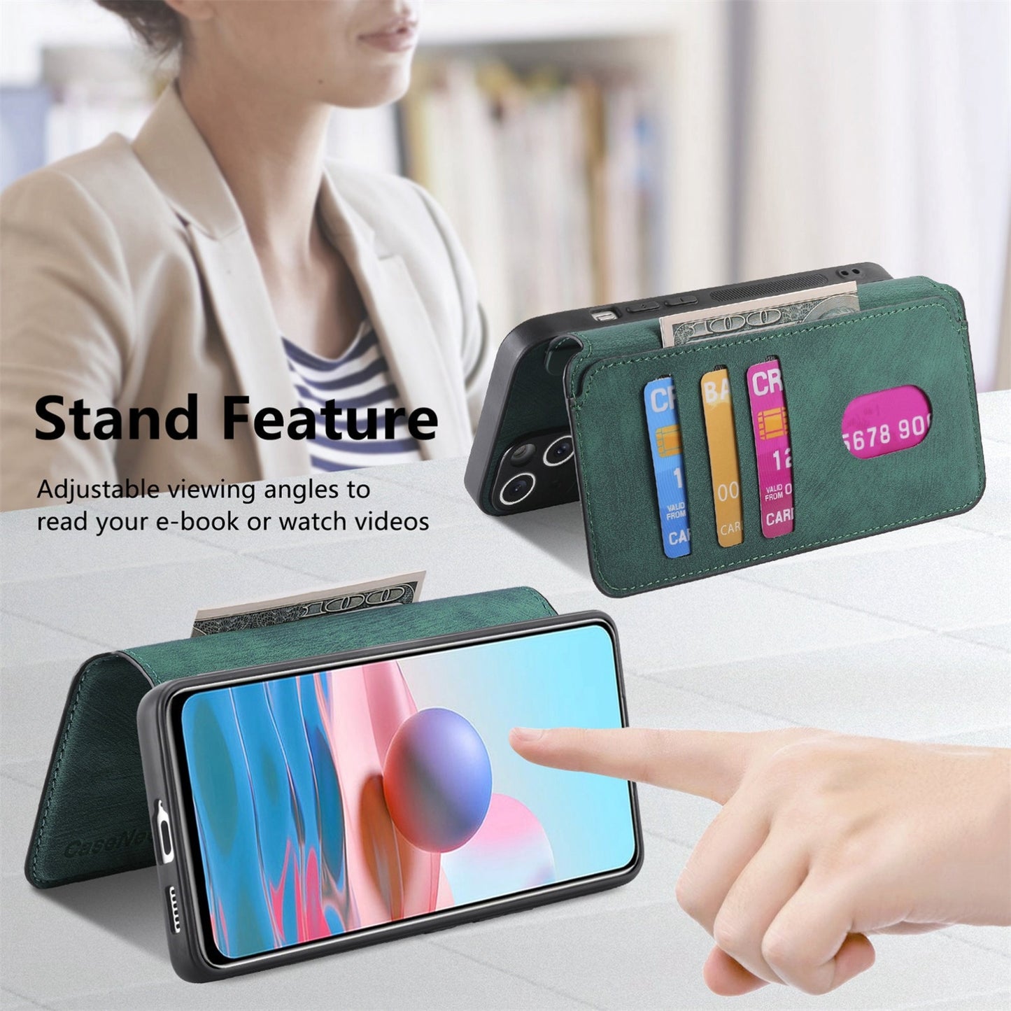 Redmi Note 10S Retro Leather Phone Case with Enhanced MagSafe Wireless Charging, RFID Anti-theft Protection, Kickstand & Magnetic Lock Wallet Cover