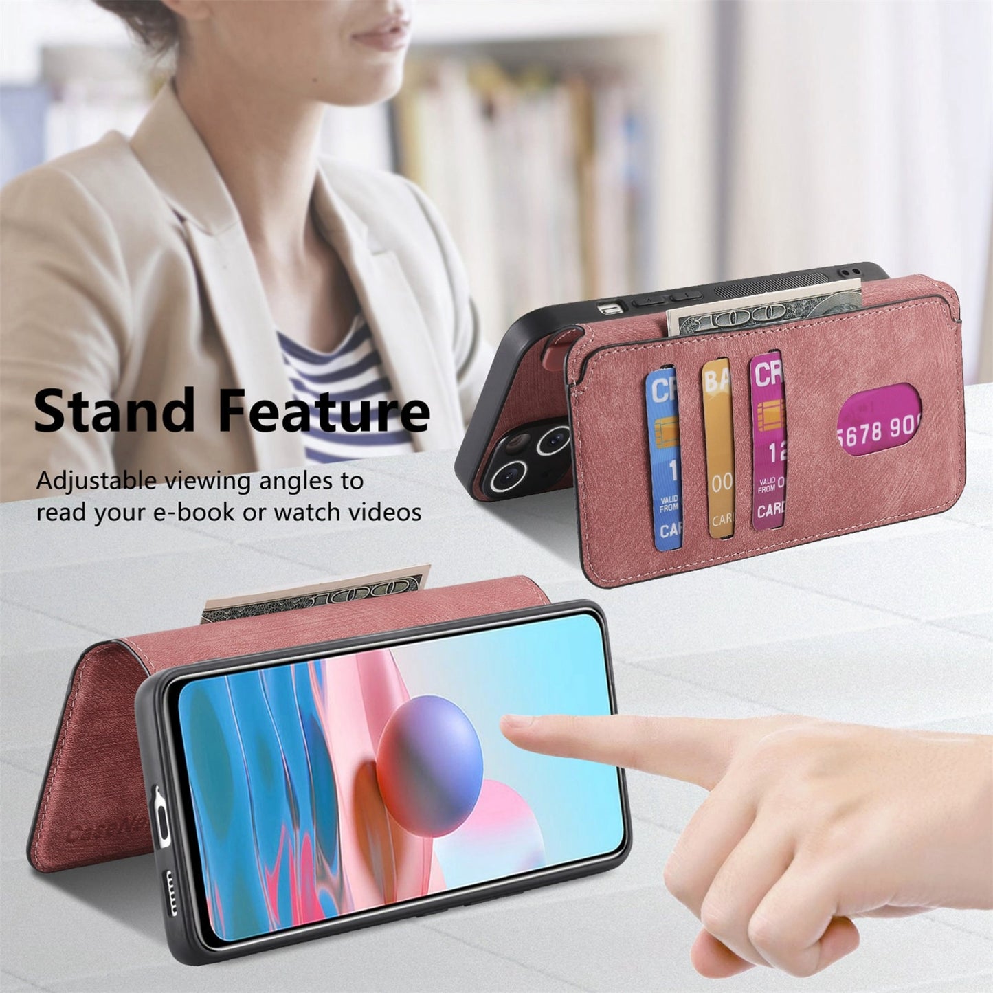 Redmi Note 10 4G Retro Leather Phone Case with Enhanced MagSafe Wireless Charging, RFID Anti-theft Protection, Kickstand & Magnetic Lock Wallet Cover