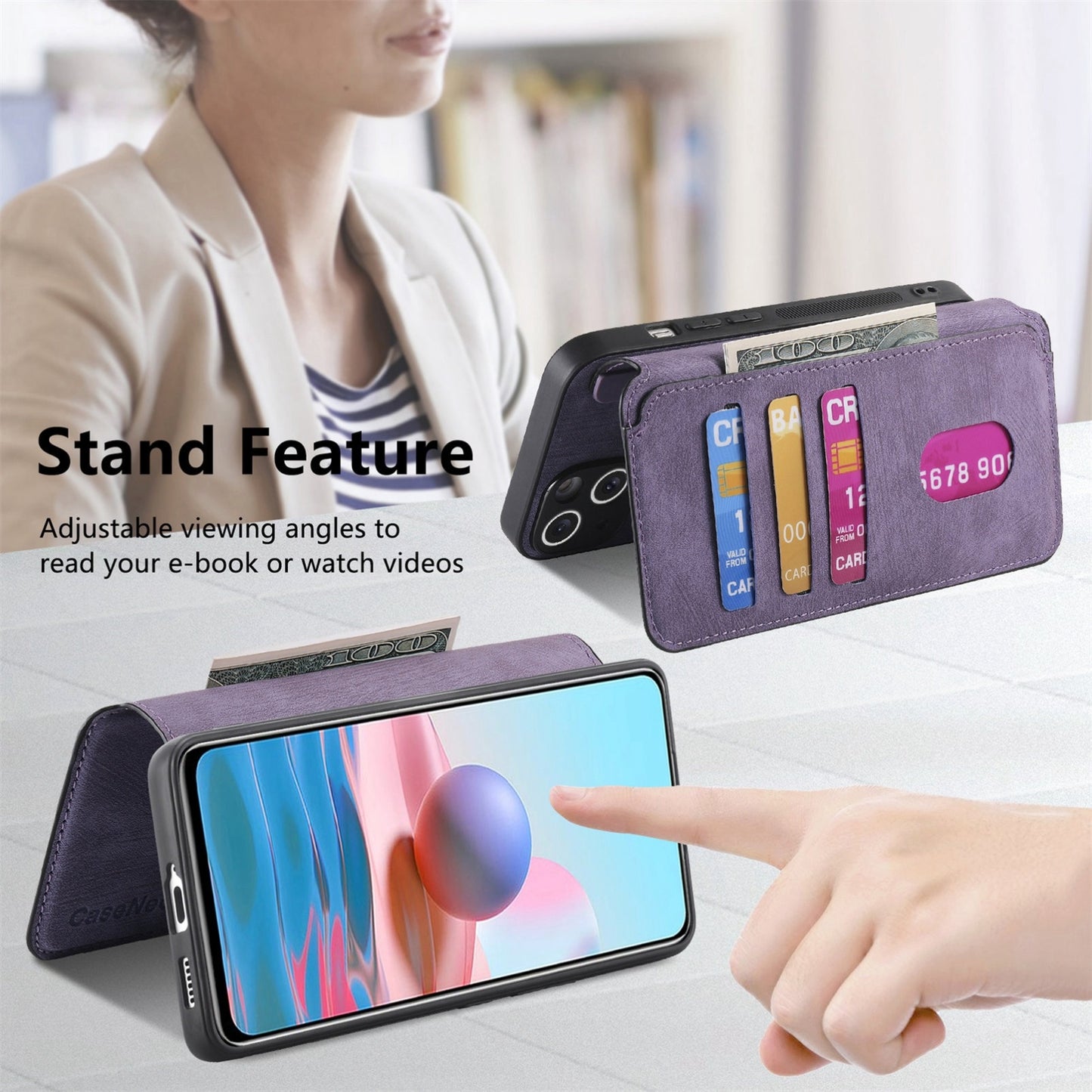 Redmi Note 10 4G Retro Leather Phone Case with Enhanced MagSafe Wireless Charging, RFID Anti-theft Protection, Kickstand & Magnetic Lock Wallet Cover