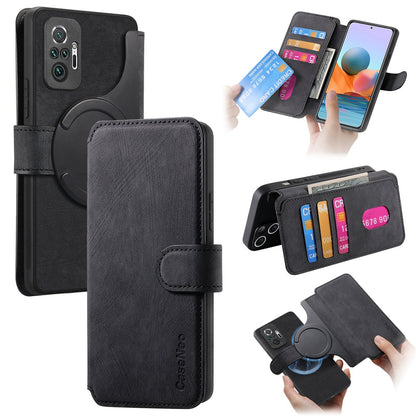 Redmi Note 10 Pro 4G Retro Leather Phone Case with Enhanced MagSafe Wireless Charging, RFID Anti-theft Protection, Kickstand & Magnetic Lock Wallet Cover