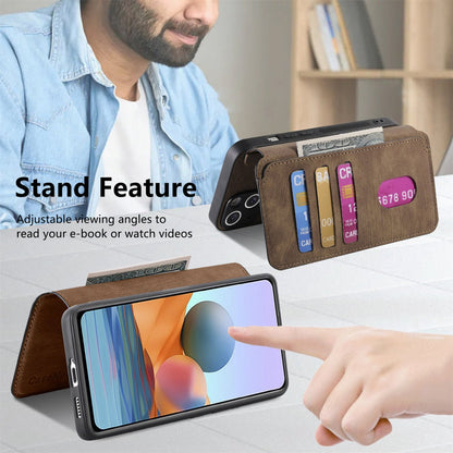 Redmi Note 10 Pro 4G Retro Leather Phone Case with Enhanced MagSafe Wireless Charging, RFID Anti-theft Protection, Kickstand & Magnetic Lock Wallet Cover