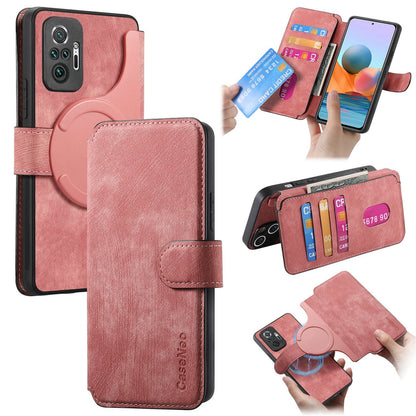 Redmi Note 10 Pro 4G Retro Leather Phone Case with Enhanced MagSafe Wireless Charging, RFID Anti-theft Protection, Kickstand & Magnetic Lock Wallet Cover