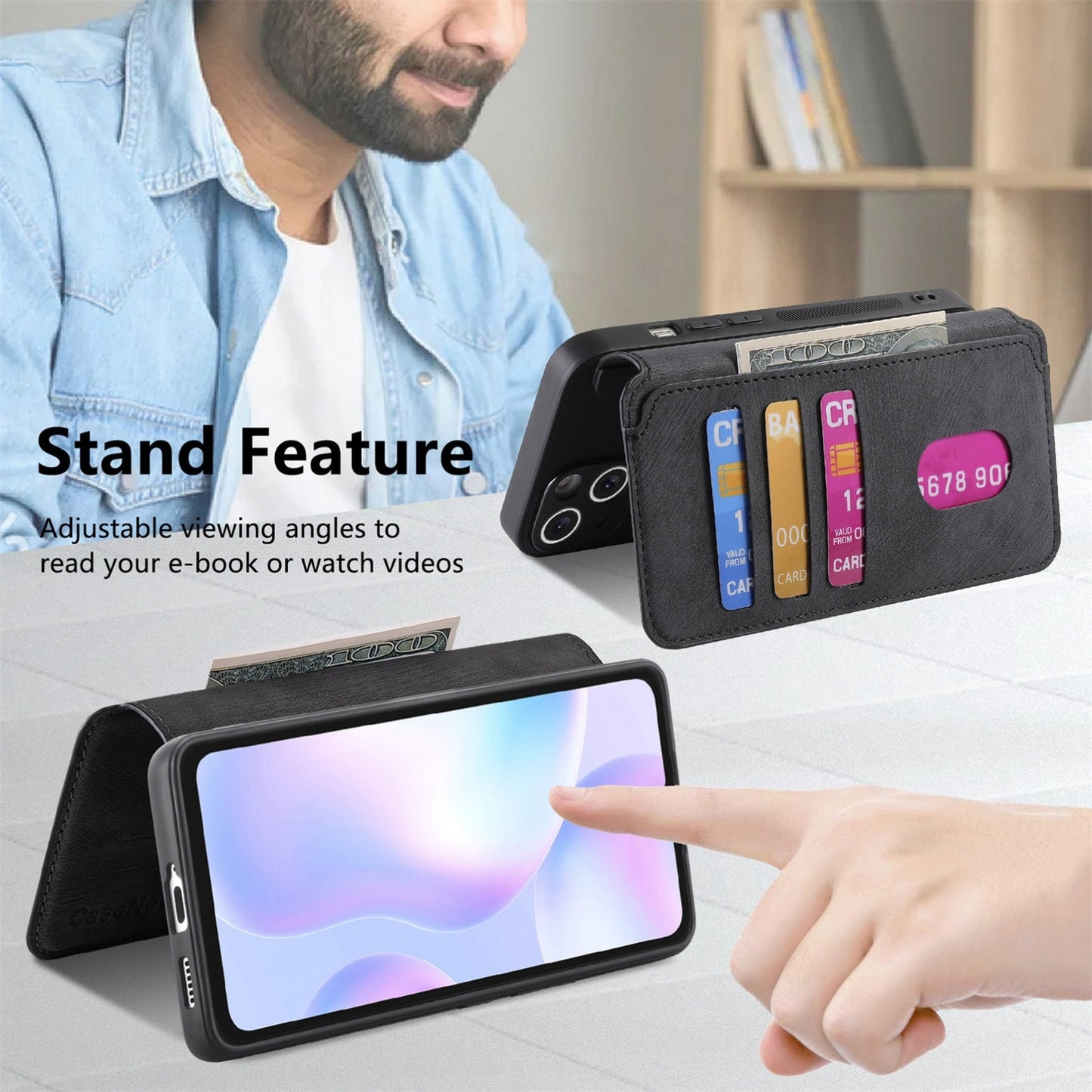 Redmi 9A Retro Leather Phone Case with Enhanced MagSafe Wireless Charging, RFID Anti-theft Protection, Kickstand & Magnetic Lock Wallet Cover