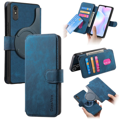 Redmi 9A Retro Leather Phone Case with Enhanced MagSafe Wireless Charging, RFID Anti-theft Protection, Kickstand & Magnetic Lock Wallet Cover