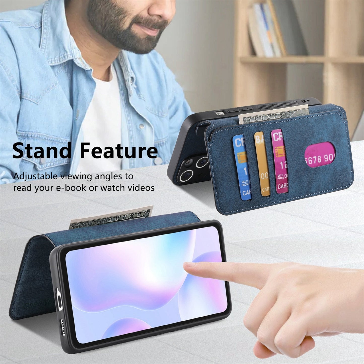 Redmi 9A Retro Leather Phone Case with Enhanced MagSafe Wireless Charging, RFID Anti-theft Protection, Kickstand & Magnetic Lock Wallet Cover